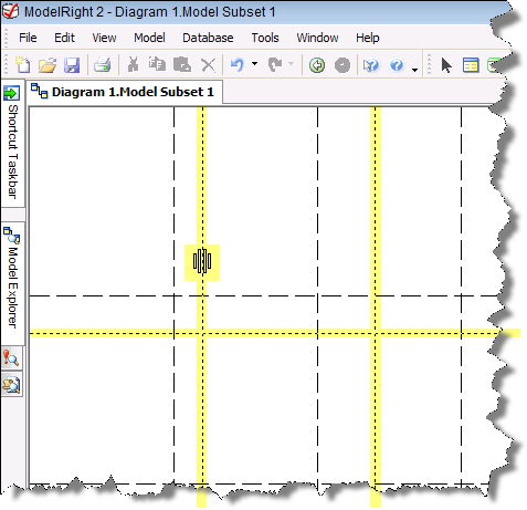 Illustration of dragging the page boundaries.  The highlighted lines show the dragged/new page boundaries.  Notice the cursor change.