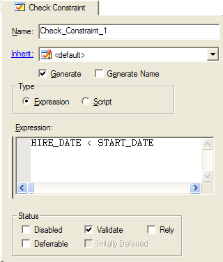 An Table Check Constraint of type Expression